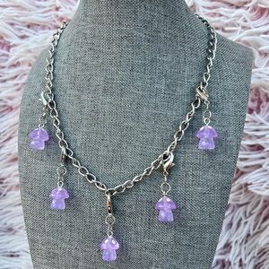 Purple Mushroom Chain Necklace